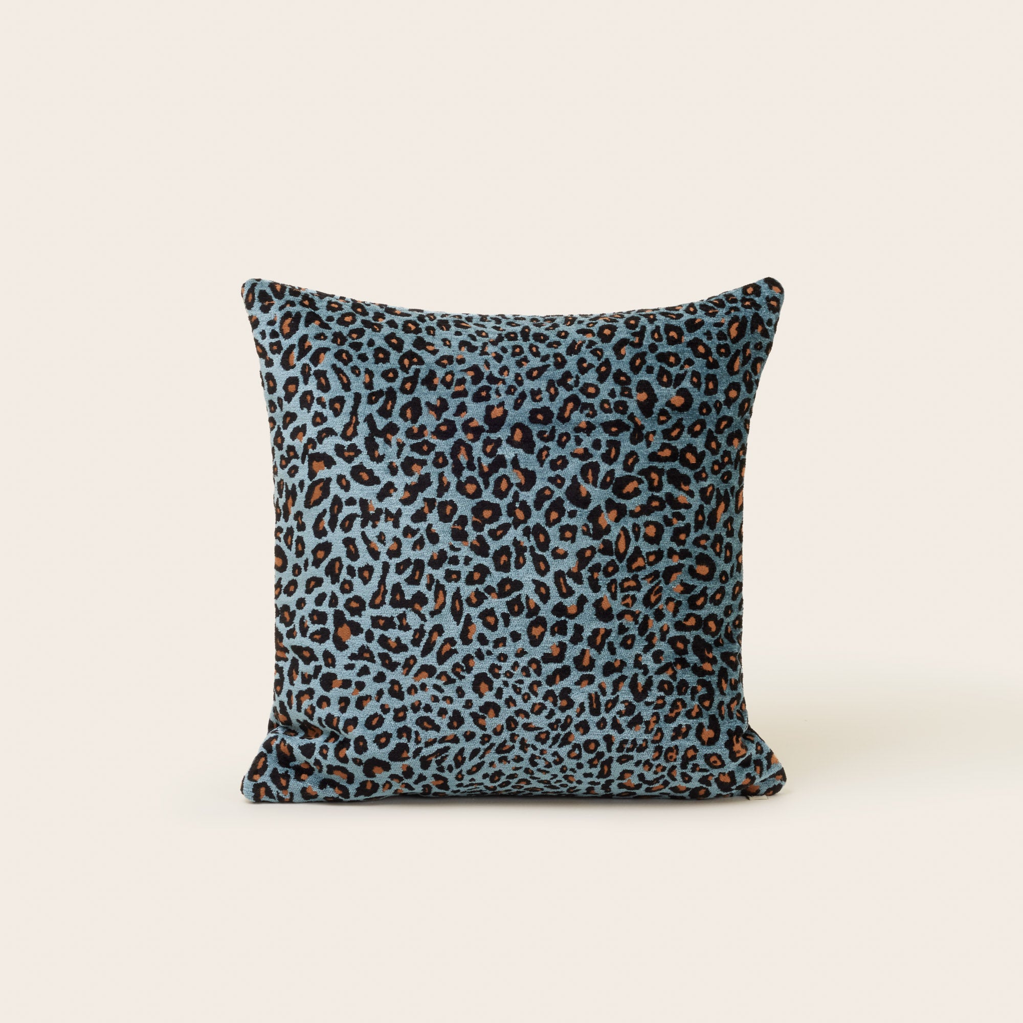 Housse de coussin LEOPOLDO bleu et fauve