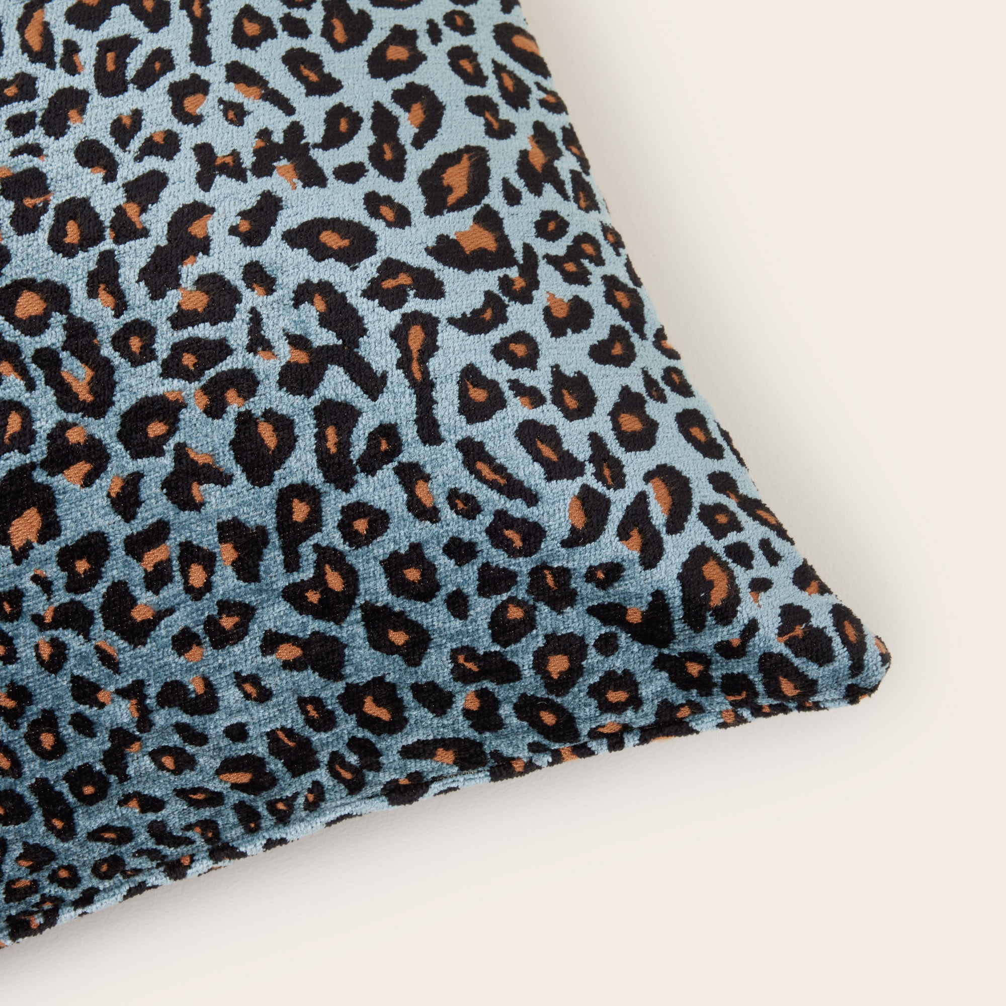 Housse de coussin LEOPOLDO bleu et fauve