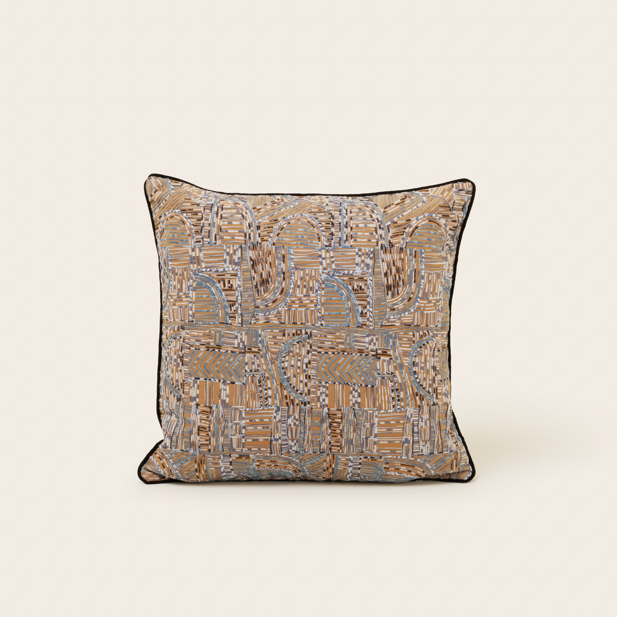 Housse de coussin MALEK camel et bleuté