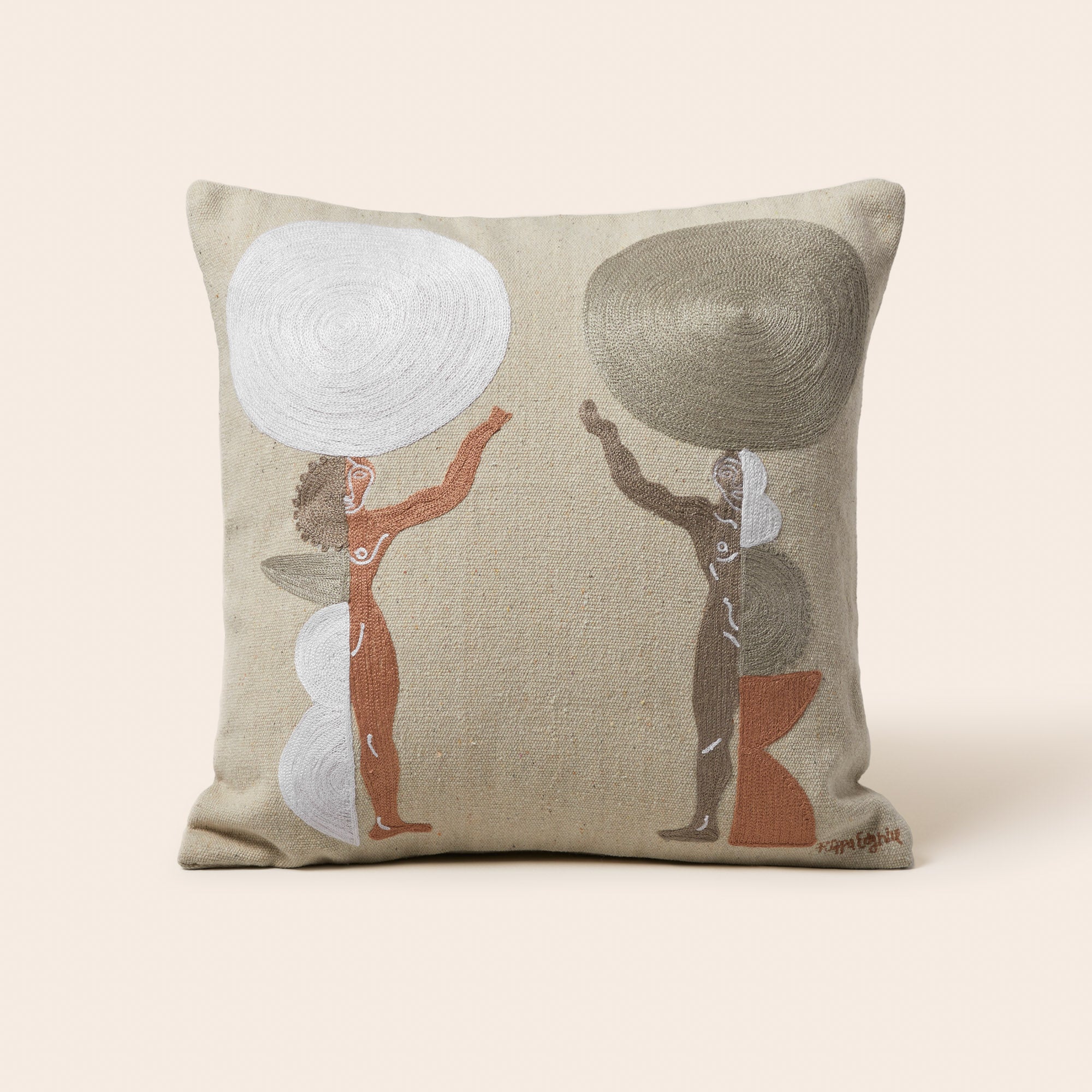 Housse de coussin PILAR naturel et ivoire