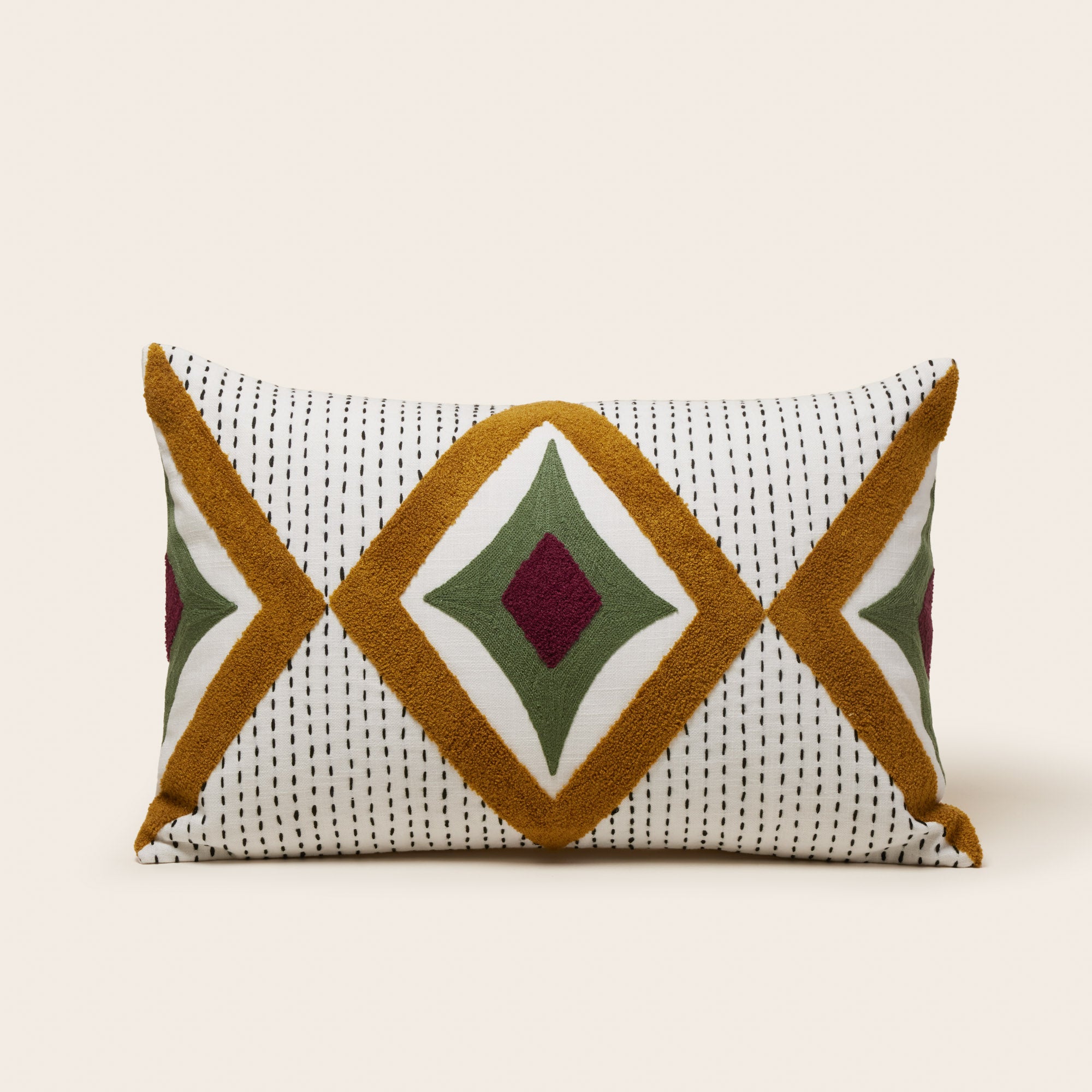 Housse de coussin ZAYI ivoire et moutarde