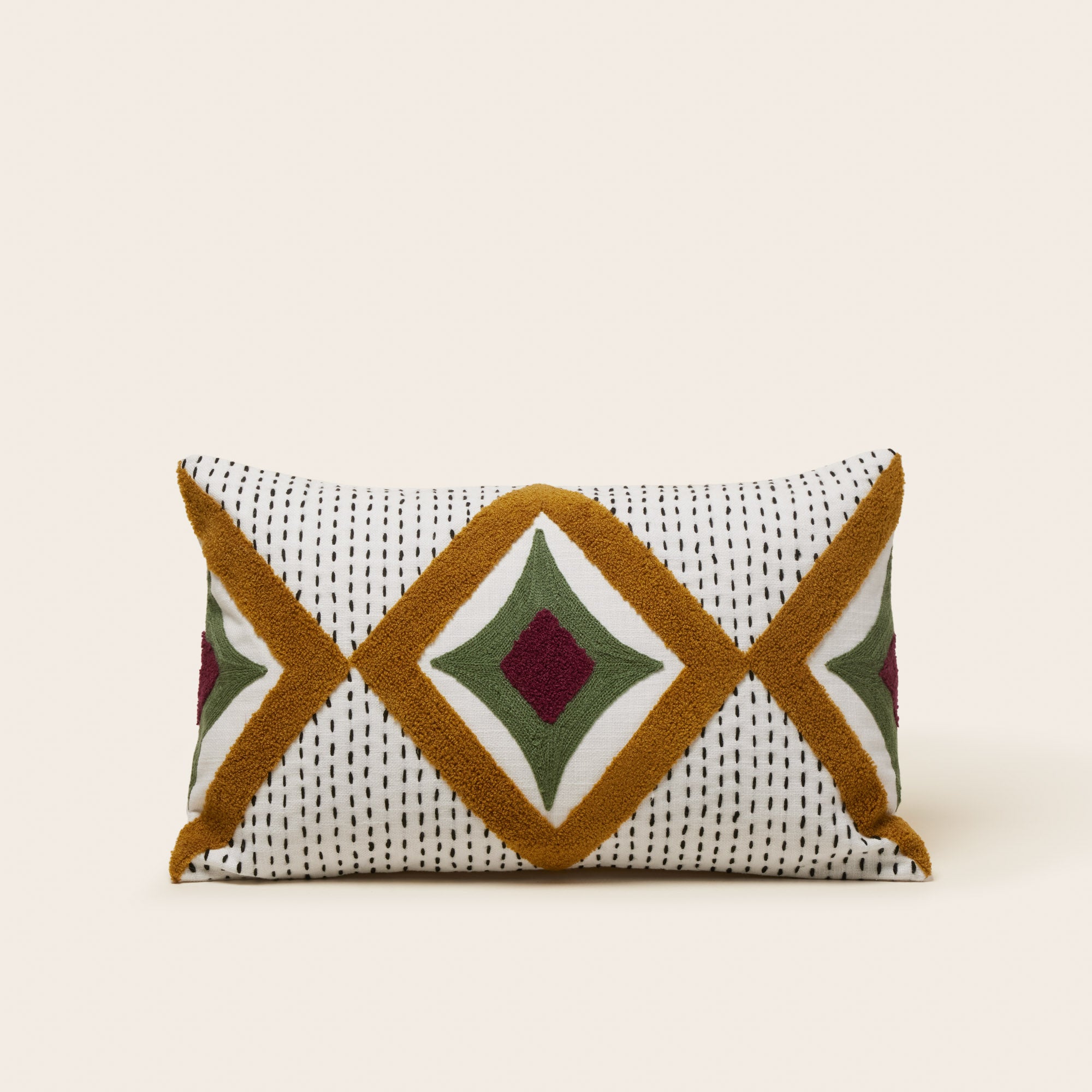 Housse de coussin ZAYI ivoire et moutarde