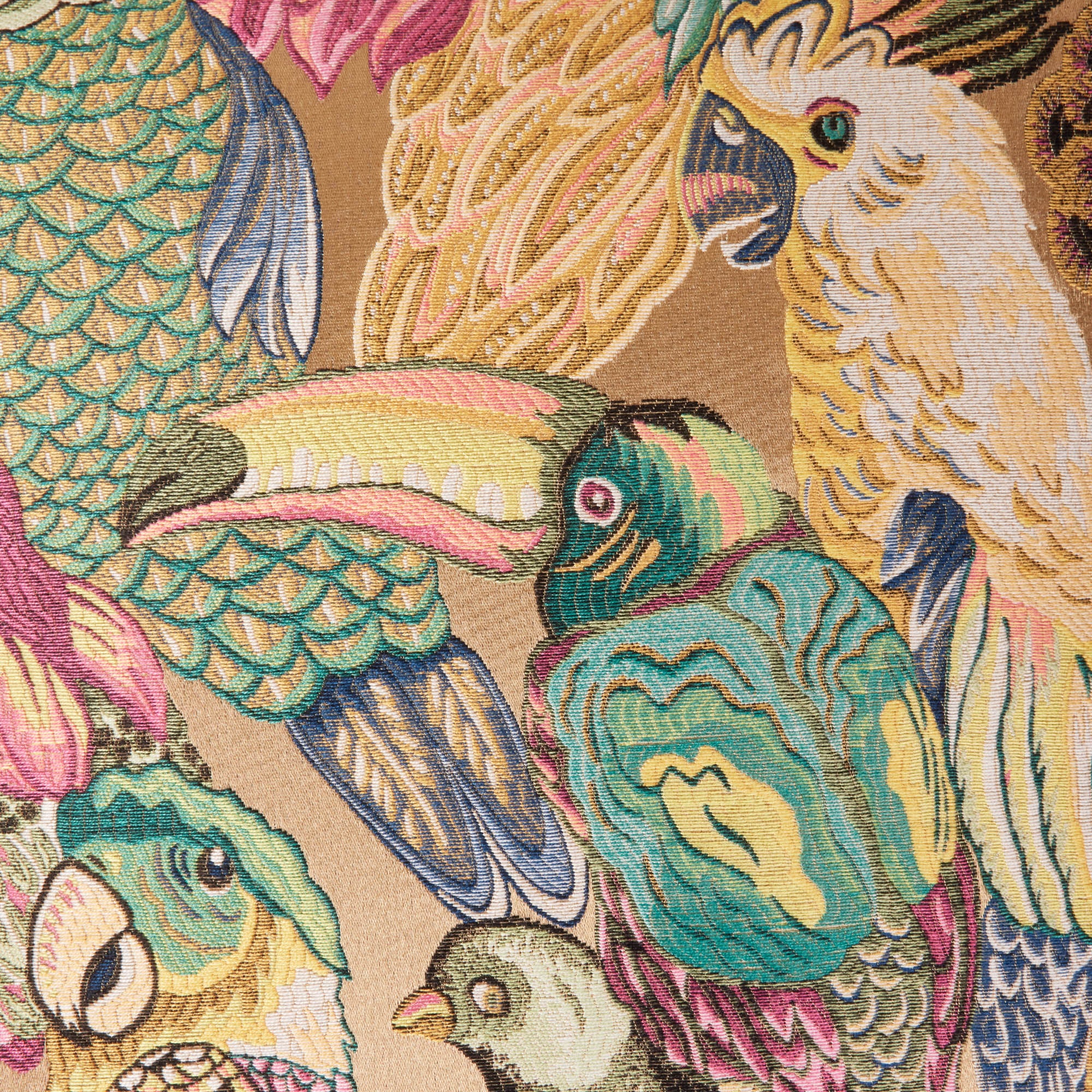 Jungle Birds multicolor macao cushion cover
